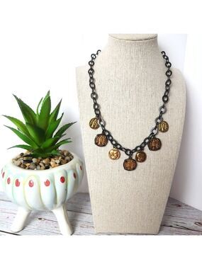 NEW LIA SOPHIA BLACK‎ CHAIN NECKLACE ANGELS FALL